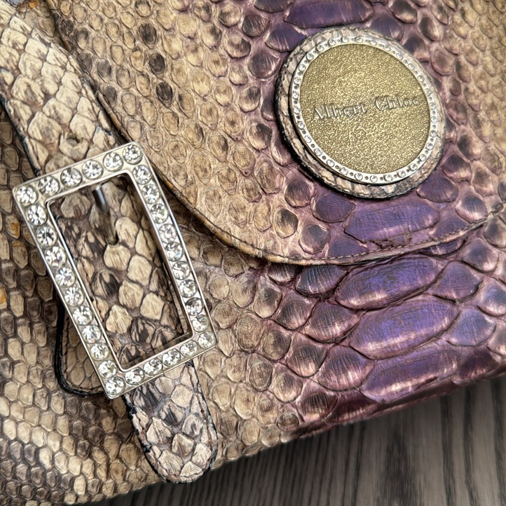 Albert Chloe Metallic Python Bag - image 4
